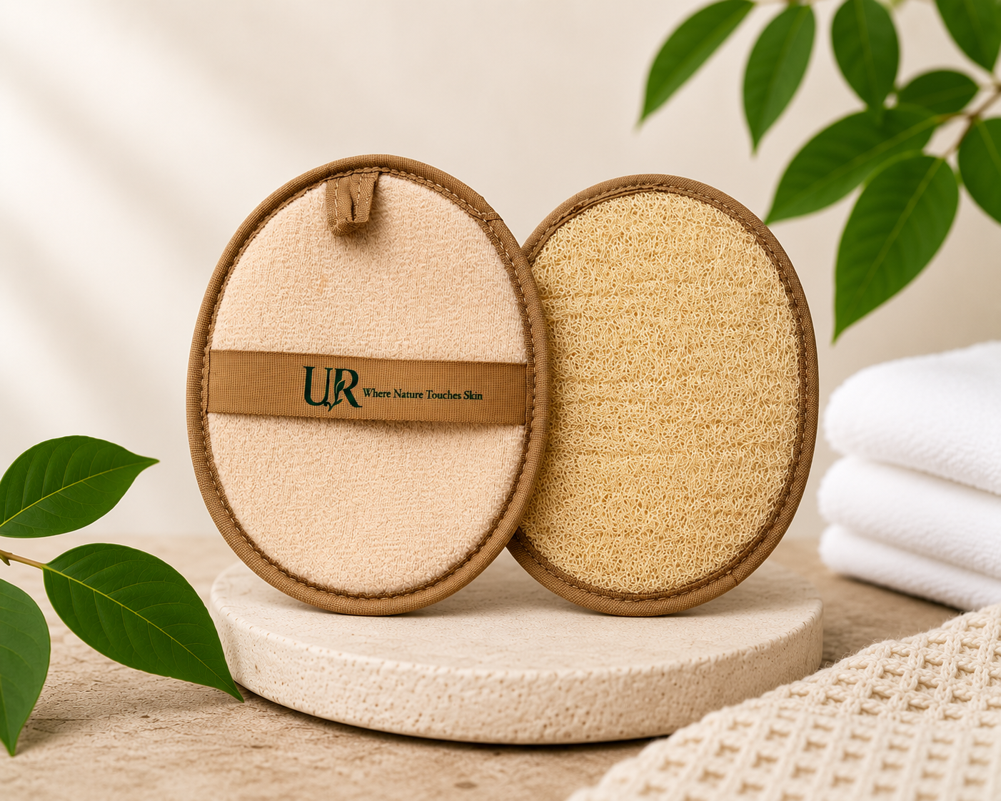 Colombian loofah pad gift set with reusable bag