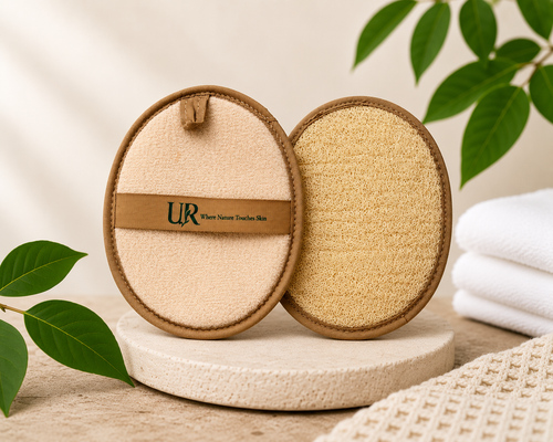 Colombian loofah pad gift set with reusable bag