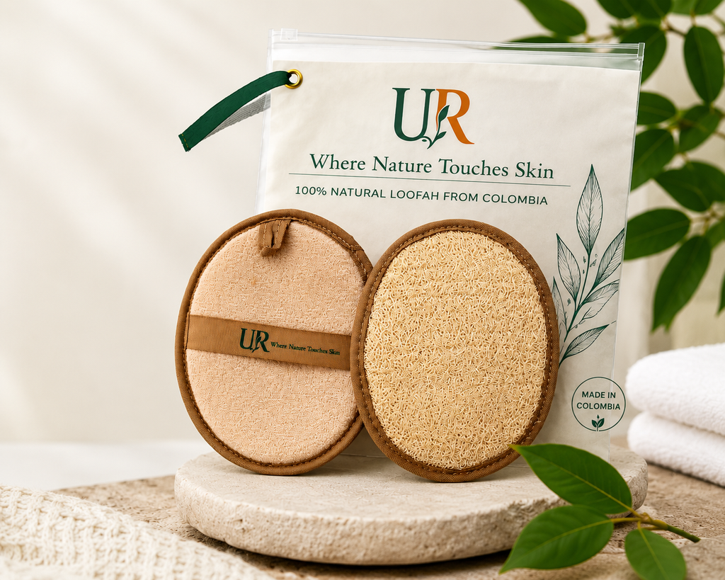 2 Count Natural Colombian Exfoliating Loofah Sponge with Reusable Bag